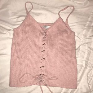 Pink knit tank top